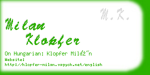milan klopfer business card